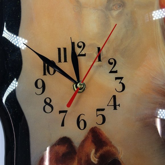 Aboriginal Themed Wall Clock with Buffalo - Picture 3 of 4